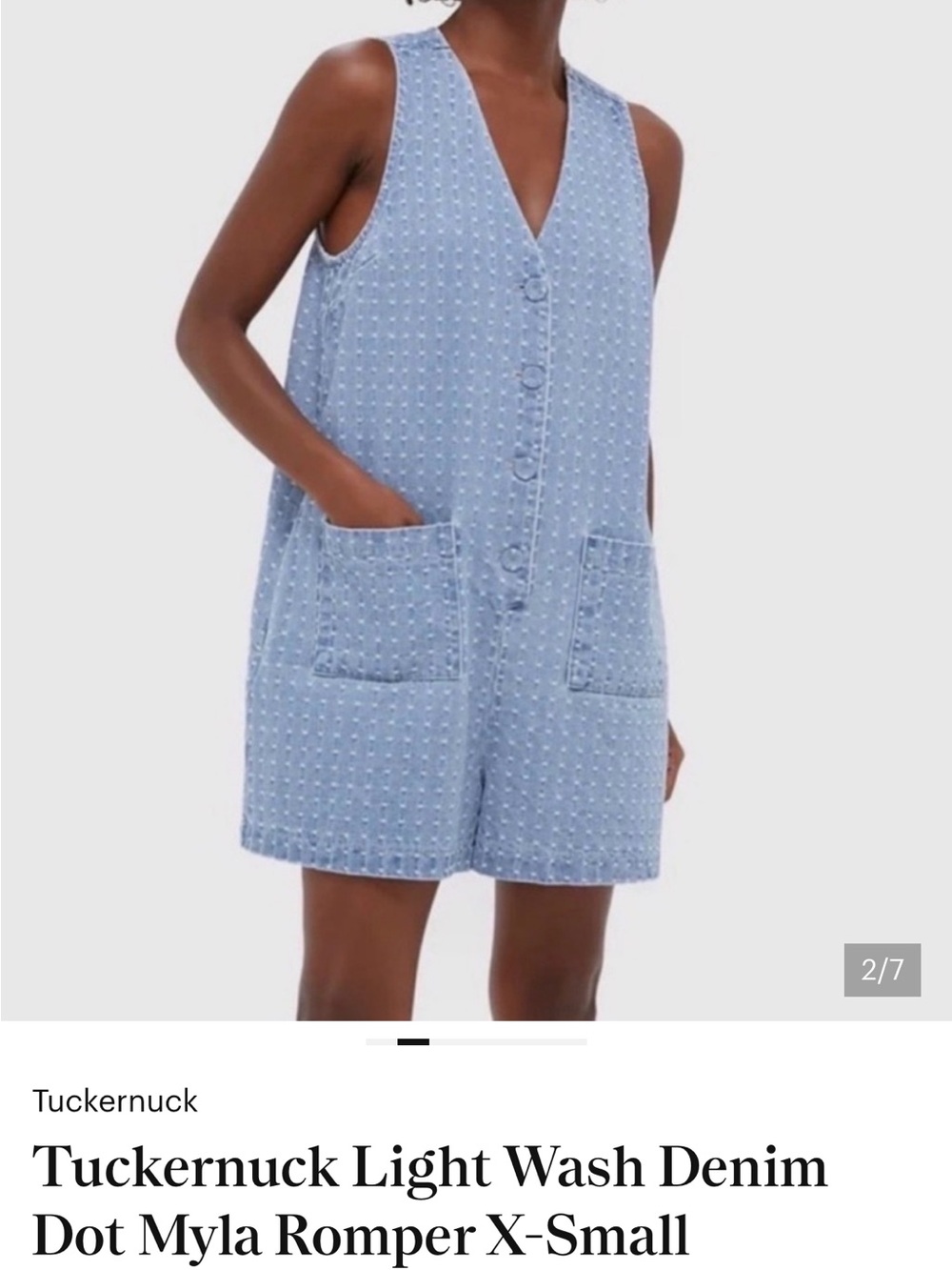 Tuckernuck Light Blue Sleeveless Button-Front Romper